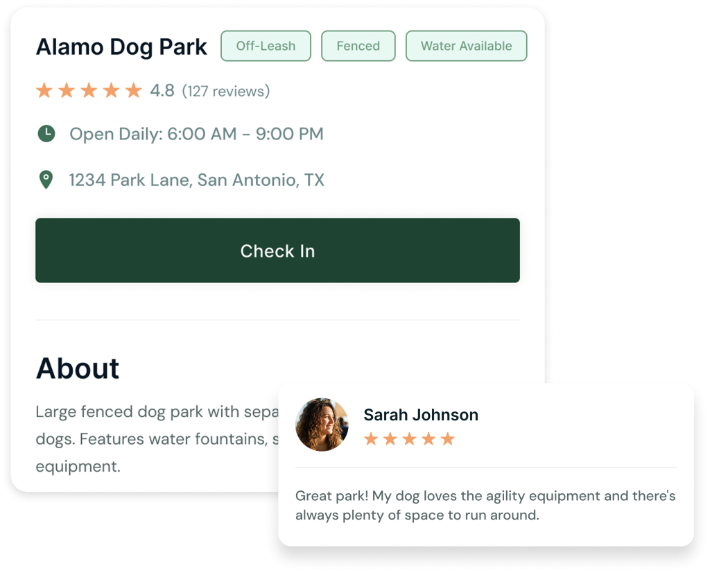 Nearby parks UI